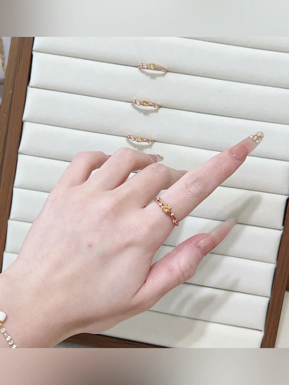 Natural Faceted Citrine Ring | Silver Plated champagne Adjustable Open Ring